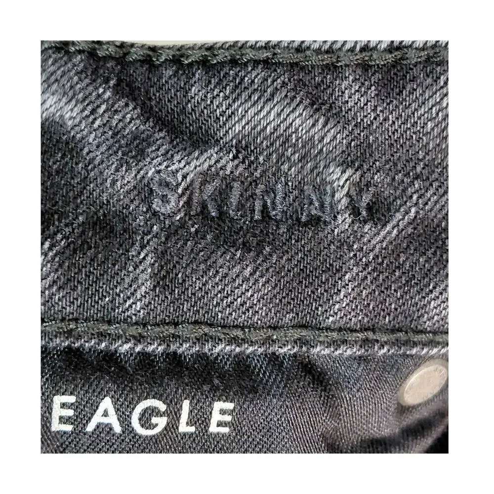 American Eagle Faded Black Distressed Skinny Flex Jeans Men See Measurement